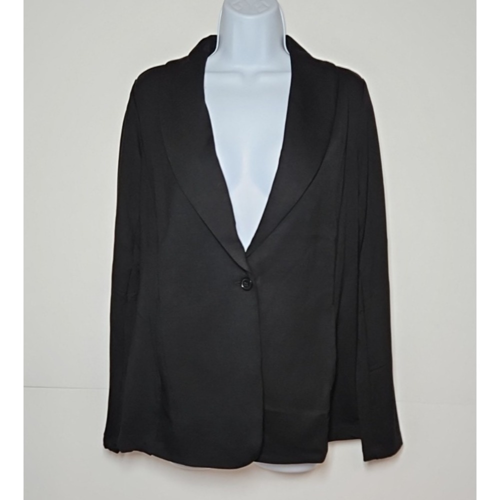 Magaschoni Women's Black One-Button Stretch Blazer With Pockets Size Small NWT‎